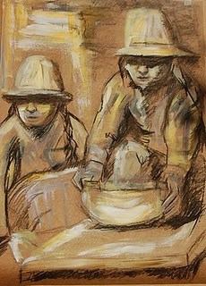 "Nuestro locro" Técnica mixta 100 x 70 cm.